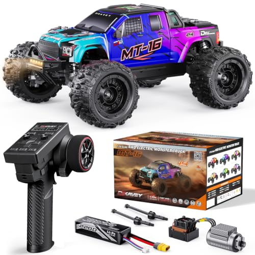 DIKAVEY 1/16 Maßstab 50 MPH Bürstenloser 4WD RC-Truck, All-Terrain Ferngesteuertes Auto mit 3S Batterie, Wasserdicht, für Erwachsene 14 Jahre und Älter-Blauer Farbverlauf