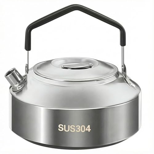 1 petite bouilloire de camping en acier inoxydable avec poignée résistante à la chaleur, casserole d'extérieur compacte pour faire bouillir de l'eau, du café et du thé