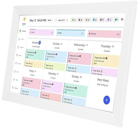 VELATEMOR 15,6-Zoll-Digitalfotorahmen, digitale Kalenderfunktion, WLAN, Synchronisierung mit App und Telefon, Aufgabendiagramm, für Familie und Büro, 32 GB, Sprachsteuerung(EU-Stecker)