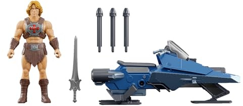 Masters of the Universe 2026 Movie He-Man und Sky Sled Pack | 14 cm großes filmgetreues Fahrzeug und Figur aus „Masters of the Universe, Blaster und Projektile, JMJ22