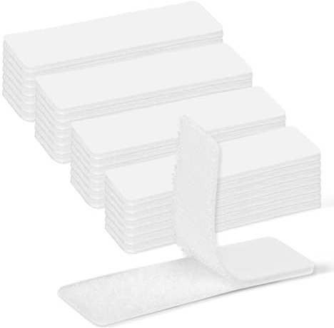 GDSZ LAERSI 25mm x 100mm Klettband Selbstklebend Extra Stark, 20 Stück Doppelseitiges Klettverschluss Selbstklebend Breit Selbstklebendes Klebepad Flauschband und Hakenband Klett (Weiß)