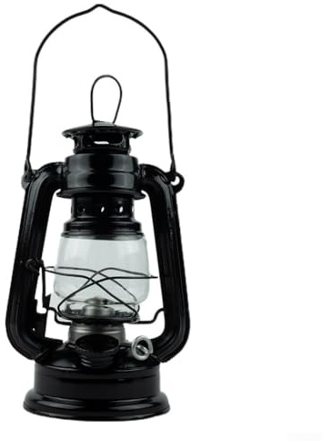 Honseadek Lanterne tempête à pétrole en métal avec kérosène rétro capacité 90 ml pour décoration extérieure et intérieur (noir)