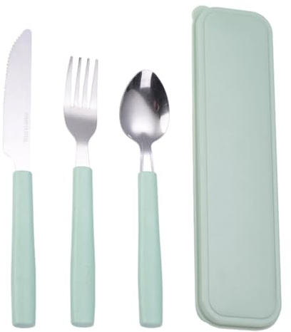 YAZWUR 3 Pièces Couverts de Camping en Acier Inoxydable avec Étui, Set de Couverts à Emporter, Sporks en Acier Inoxydable pour Voyage, Extérieur, Travail, École