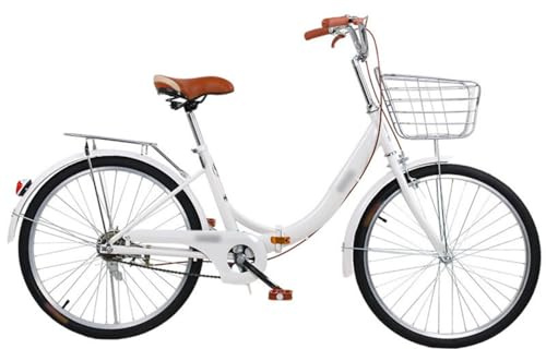 Vintage-Komfort-Faltrad Für Damen – 22 24 City-Pendler-Faltrad, 6-Gang, Rahmen Aus Kohlenstoffstahl, Luftreifen C,24 inch