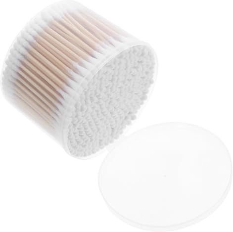 QUMIIRITY 500 Stück Baumwoll wattestäbchen mit Holzstiel Doppelseitig Rund Spiralförmig Sanft für Babyohrenreinigung Make up anwendung und Piercing nachsorge Sicher und Vielseitig