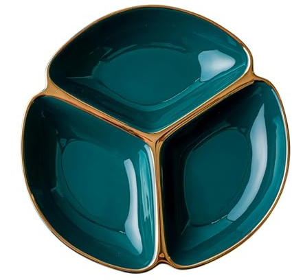 OnePine Platos redondos de porcelana de 9 pulgadas, plato de postre, plato de ensalada con 3 compartimentos, platos de cerámica divididos para postre, ensalada, pasta y bistec