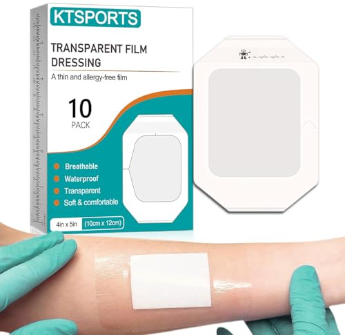 Lot de 10 pansements en film transparent de 10 cm x 12 cm, stérile et respirant, pansement imperméable pour protéger les plaies, étirer et entretenir les tatouages