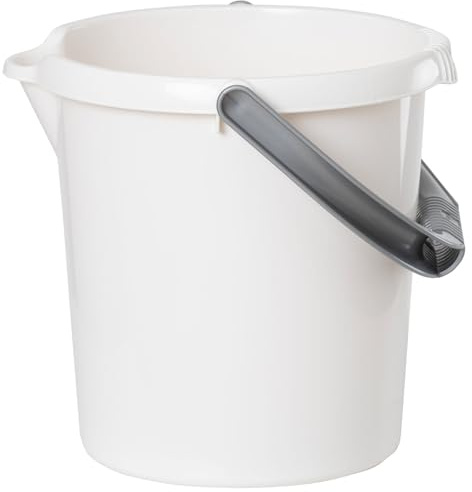 4 Stück Eimer mit Ausguss Henkel 10L Weiss Putzeimer Küche Bad Kunststoff