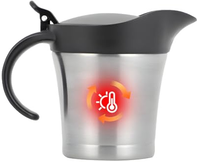 Fierudeng Salsera con Tapa,Jarra de Servicio de Salsa de 450 ml con Tapa - Cacerola Impermeable para Salsas,Para Buffet Ensaladas Bodas Eventos Catering Hotel Restaurante