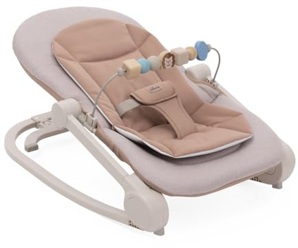 Chicco Wippe Magia 2-in-1: Babywippe und erster Sitz bis 18 kg, Spielbügel mit Holzelementen, Mini-Sitzverkleinerer inklusive, Schaukel- oder feste Position und verstellbare Rückenlehne
