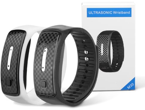 Lot de 2 bandes anti-moustiques à ultrasons portables en silicone pour adultes