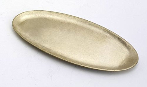 Kerzenteller oval 16 x 7 cm Messing Gold matt satiniert für Ovalkerzen, Ellipsen, Hochzeitskerzen, Taufkerzen