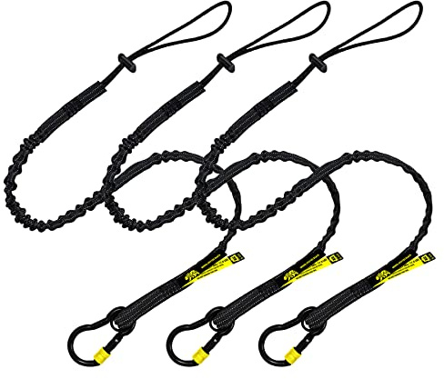 BearTOOLS New Black Safety Lanyard Tether With Captive Eye Screw Lock Carabiner Aluminium, Universal Adjustable Loop End, Stop the Drops Weight Limit 8KG / 17.6lb Fall Restraint, 3 Pack 0933S (3)