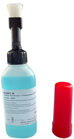 100 g Schwarzfärbe-Schnellbeize NIGRITM in Pinselflasche mit Kindersicherung, zum Kaltbrünieren - Schwarzfärben und Schutz von Kupfer, Bronze und Messing