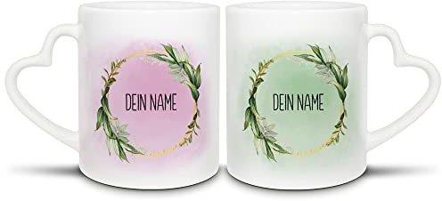 Partner-Tasse - mit Name selbst gestalten - Geschenk zum Valentinstag, Jahrestag, Geburtstag, Paar-Geschenk - Hochwertige Keramik, 2er-Set I Personalisiert