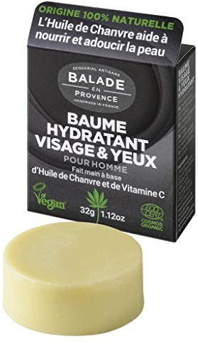 Gesichts- und Augenbalsam für Herren, feuchtigkeitsspendend, handgefertigt, 32 g, zertifiziert Cosmos Organic Bio & Vegan