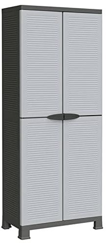 Gecheer Kunststoffschrank Haushaltsschrank Aufbewahrungsschrank Schrank Gartenschrank Balkonschrank Putzmittelschrank Beistellschrank Werkstattschrank 68 x 39 x 171,5 cm (B x T x H)