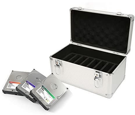 VBESTLIFE Festplattengehäuse, 3,5 Zoll IDE SATA HDD 10 Bay Multi Protection HDD Aufbewahrungsbox Koffer, Aluminium & Eva Schutzkoffer für 10 X 3,5 Zoll Festplatten