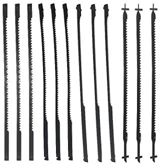 Jwn Laubsägeblätter, 105 mm, 15/15 (Biegekante)/18/24 Zähne, Schwarz, für die Holzbearbeitung, Elektrowerkzeug-Zubehör, zum Feststecken, 12 Stück