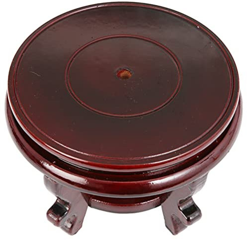 Happyyami Wood Stool Plant Stand Chinese Style Flower Pot Display Rack Garden Planter Support Tabletop Vase Fish Tank Base Handicraft Figurine Pedestal Riser Holder for Home