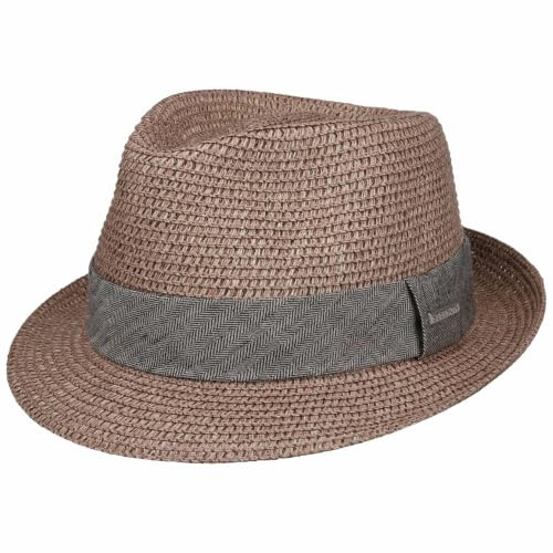 Stetson Reidton Trilby Strohhut Toyo meliert Garniturband Damen und Herren Frühling Sommer Altrosa L (58-59 cm)