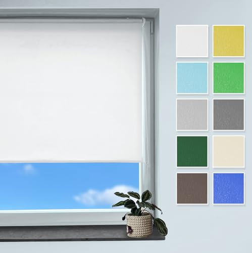 Rollmayer Classic Rollo Klemmfix ohne Bohren, Seitenzugrollo Rollo für Fenster und Tür (Classic Weiß, B115cm x H150cm)