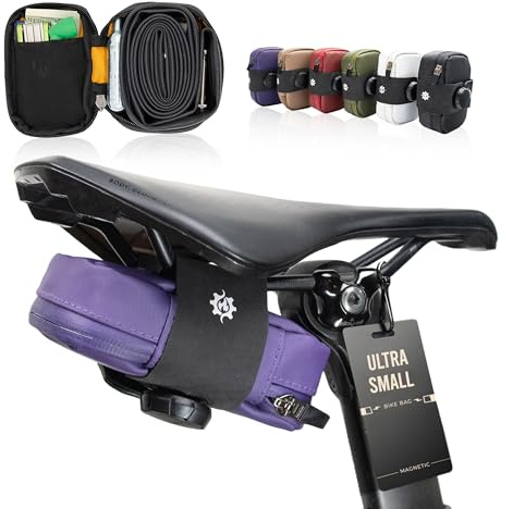 Lumiere & Co. Falcon Magnetic Saddle Bag - 0,37L | 5“ x 3” x 1,5 | Design elegante e minimalista, fissaggio rapido con fibbia magnetica | Borsa da sella per ciclismo su strada (Viola, Ultra Small)