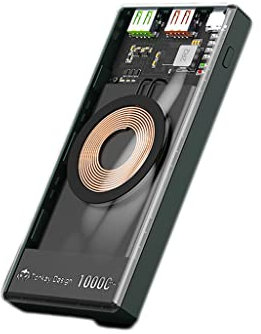 TIST Power Bank Wireless Trasparente Power Bank a Carica Rapida da 22,5 W di Grande capacità (Color : Green)