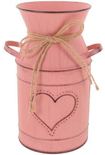 Amosfun Rustic Metal Vase Vintage Decorative Jug for Home and Wedding Decor Galvanized Bucket Ideal for Floral Arrangements Country Farmhouse Style