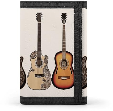 YHEGBFD plånbok, trippelvikt gitarrplånbok, plånbok med nyckelring, blockerar trippelvikt plånbok, snygg och smal för män och kvinnor, gitarr, en storlek, modern, gitarr, en storlek, modern, gitarr