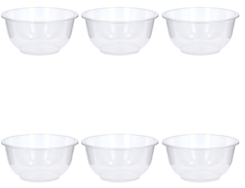 Urban Living Plastic Cereal Bowls Set of 6, 450ml, Grey/Taupe/Red, Ideal for Camping, Picnic, Kids