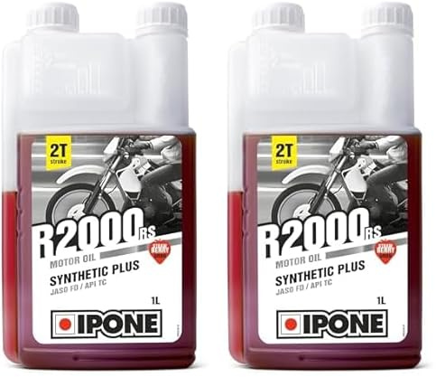 IPONE – Huile Moteur Moto 2 Temps R2000 RS – Senteur Fraise - Usage Urbain - Semi-Synthétique – Compatible Mélange et Injection - Meilleurs démarrages - Réductions des Emissions de Fumée - 1L