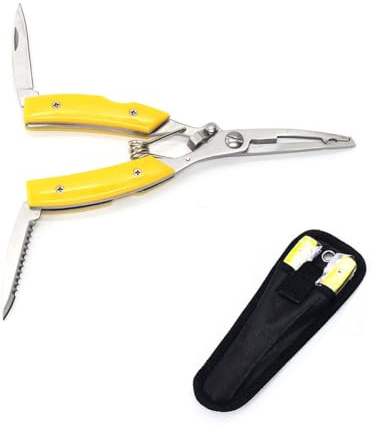 FOLANDO Fishing Pliers Scissors, Curved Forceps Multi Tools Braid Line Cutters Fishing Hook Remover Fishing Tools