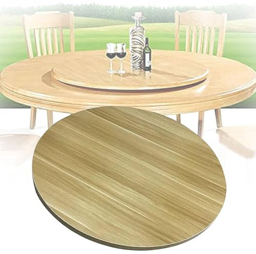 Grand plateau de service rond en bois de 100 cm de diamètre - Aucun assemblage nécessaire - Avec roulements - Idéal pour les hôtels, les restaurants et la cuisine - Finition noyer