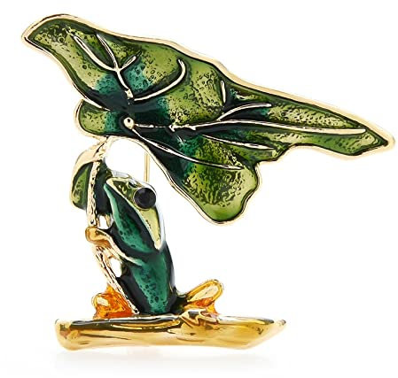 QQYDZSW Brosche Pin Corsage Art Deco Lotusblatt Frosch Broschen Frauen Unisex Emaille Frosch Party Casual Brosche Pins