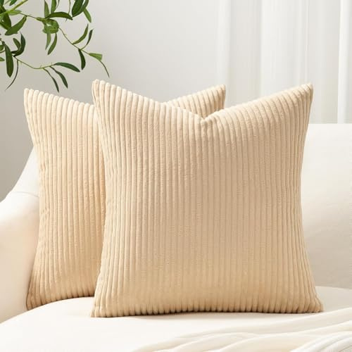 Topfinel 2er Set Kissenbezug 40x40 - Kordsamt Kissenbezüge Kissenhülle Sofakissen Dekokissen Couchkissen Weich für Sofa Schlafzimmer Wohnzimmer Büro,Zierkissenbezug Deko Kissenhüllen Wohnzimmer Khaki