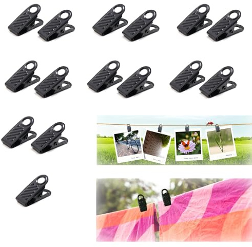 Lot de 15 pinces en métal - Noir - En acier inoxydable - 13 mm de large - Mini pinces crocodiles antidérapantes - Pour travaux manuels, photos, rideaux, vêtements