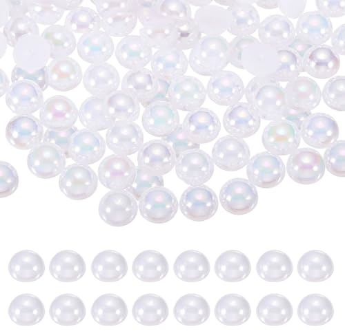 sourcing map 600 piezas de media perla para manualidades, perlas de imitación de plástico de 8 mm con parte trasera plana, cuentas sueltas de diamantes de imitación para manualidades, ropa, vaso