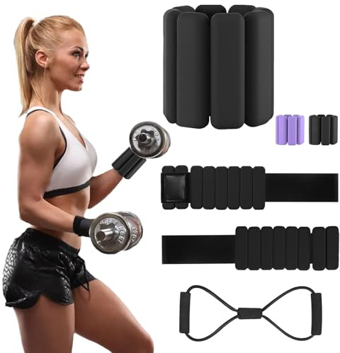 3 pesi per polsi e caviglie per uomini e donne, regolabili, 2 (0,5 kg ciascuno), allenamento ponderato per mani, piedi e gambe, con fasce di resistenza per pilates, forza, corsa, danza, yoga e fitness