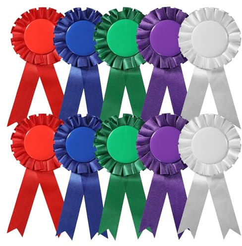 10PCS Award Ribbon Rosette Set, Grand Prize Ribbon Winner Victory Ribbons, Satin Participation Ribbons Medals Deluxe Recognition-Ribbon Honorable Mention Award-Ribbon for Classroom Winner Certificate