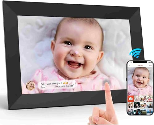 TEKXDD Cadre Photo Numérique 10.1 Pouces WiFi, 1280x800 HD IPS | Cadre Numérique Photo Tactile 32G, Rotation Auto pour Vidéo Musique, Cadeau Familial