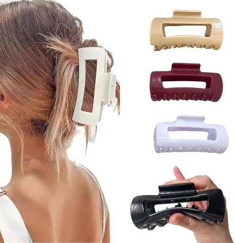 Muorruo 4 piezas de pasador nube, suave y flexible, cómodo clip de garra, pasador de cabello no desmontable para mujeres, grandes pinzas de pelo antideslizantes para cabello grueso, accesorio de