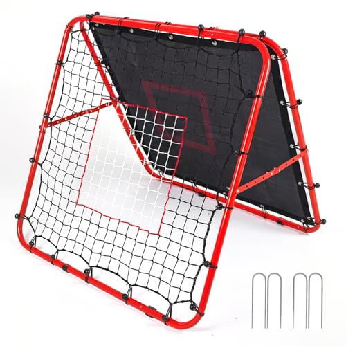 Rebounder für Fußball Doppelseitiges und Verstellbares fußball rebounder 100 x 100 x 87 cm Rückstoßziel Tragbares Fußball Trainingsgerät Fußballtor für Kinder Spiel Training