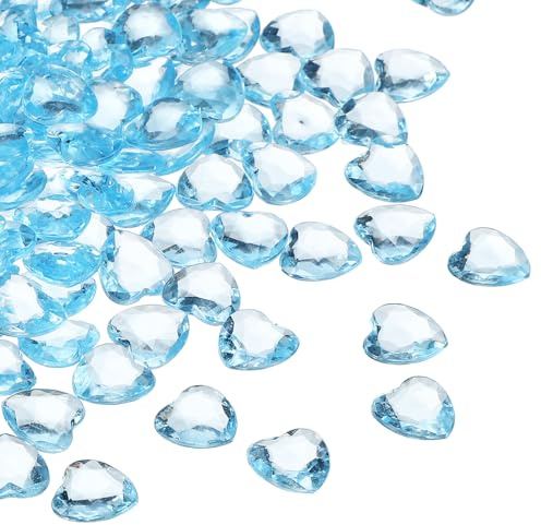 sourcing map 1000 gemme in acrilico a forma di cuore, ornamenti a forma di cuore, pietre di cristallo decorazione per vasi, decorazione da spargere sulla tavola, per feste e matrimoni, colore: azzurro
