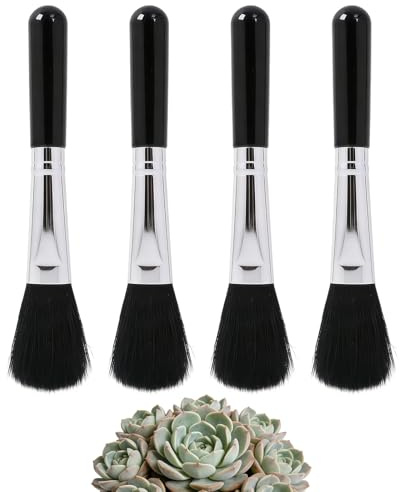 XNHIU Lot de 4 brosses de nettoyage pour plantes grasses - Outils de jardinage noirs - Brosses de nettoyage pour mini cactus - Accessoires de jardinage pour jardin féérique - Mini entretien des