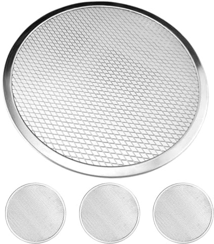 TOYANDONA Plaque à Pizza Perforée en Aluminium Épais 4 Pcs 20 Cm Antiadhésive pour Four et Barbecue, Plateau à Pizza Rond Maille pour Cuisson Uniforme Cuisine et Service Professionnel
