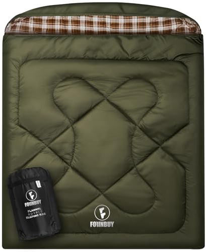 FORINBUY Sac de Couchage Double Flanelle 3-4 Saisons | Sac de Couchage 2 Personnes, Ultra Chaud 230x160cm, Doublure Coton Doux, pour couple ou famille Camping,Voyage en Voiture