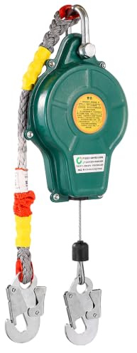 Foreverup Dispositif Antichute a Rappel Automatique 10m, 150 kg Harnais de Securite Anti Chute, Stop Chute Toiture avec Crochet Autobloquant, pour Travaux sur Toit et Aériens (Vert)