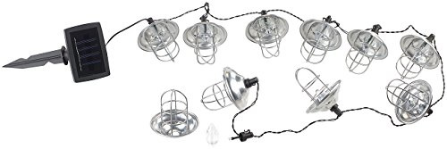 Lunartec Solarkette: Solar-LED-Lichterkette mit 10 Metall-Laternen, warmweiß, IP44, 1,6 m (Solar Lichterkette Deutschland, draussen, Disco)