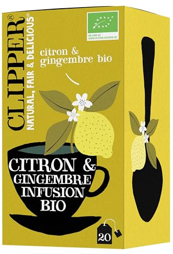 CLIPPER - Infusion Citron Gingembre - Bio - 20 sachets | Ingrédients Bio - 100% naturels